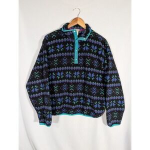 Vintage L.L. Bean Aztec Printed Synchilla Snap Pullover Sweater